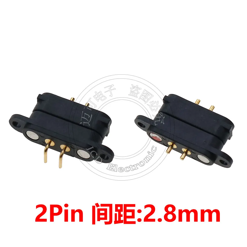 Pogo Pin 2-polig männlich weiblich Kopf 2pin 2,80mm Abstand Power Charging Magnet absorber männlich weiblich Sitz gerade Nadel Biegen ne