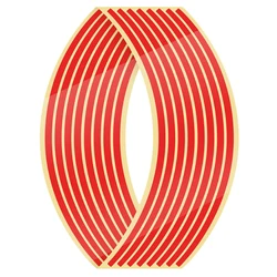 16 - Piece Reflective Rim Stripe Tape Set for Motorcycles and Bikes (Red)