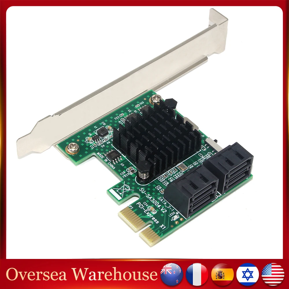 PCI Express 1X на 4 порта SATA3.0 Райзер PCI-E X1/X4/X8/X16 расширительный адаптер карта 6 Гбит/с PCIE