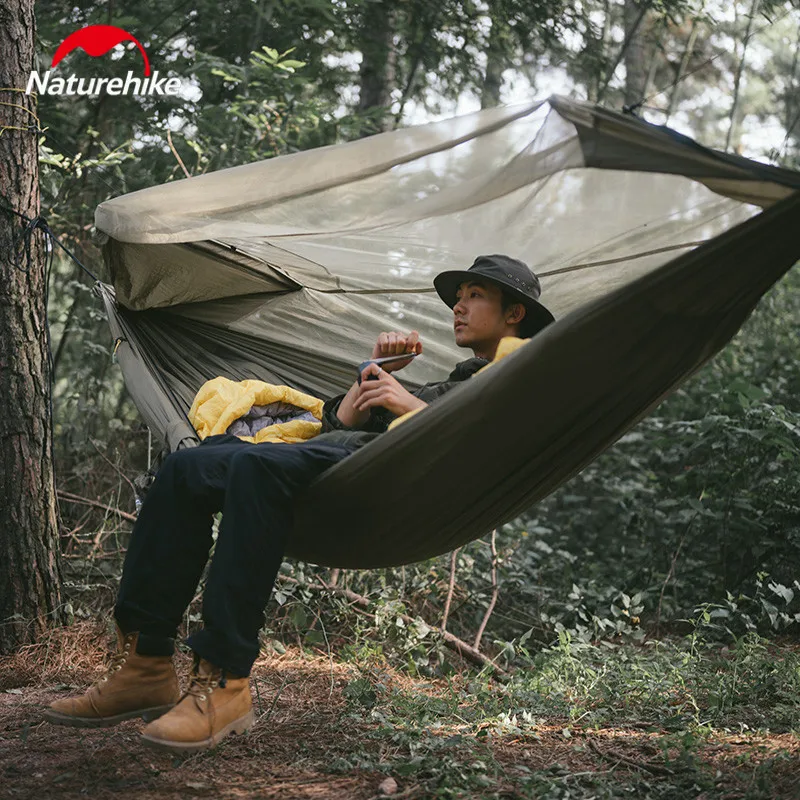 Naturehike Camping Hammock Swing With Mosquito Net 1 Person 200kg Bearing 300x140cm Outdoor Ultralight Hanging Bed Equipment