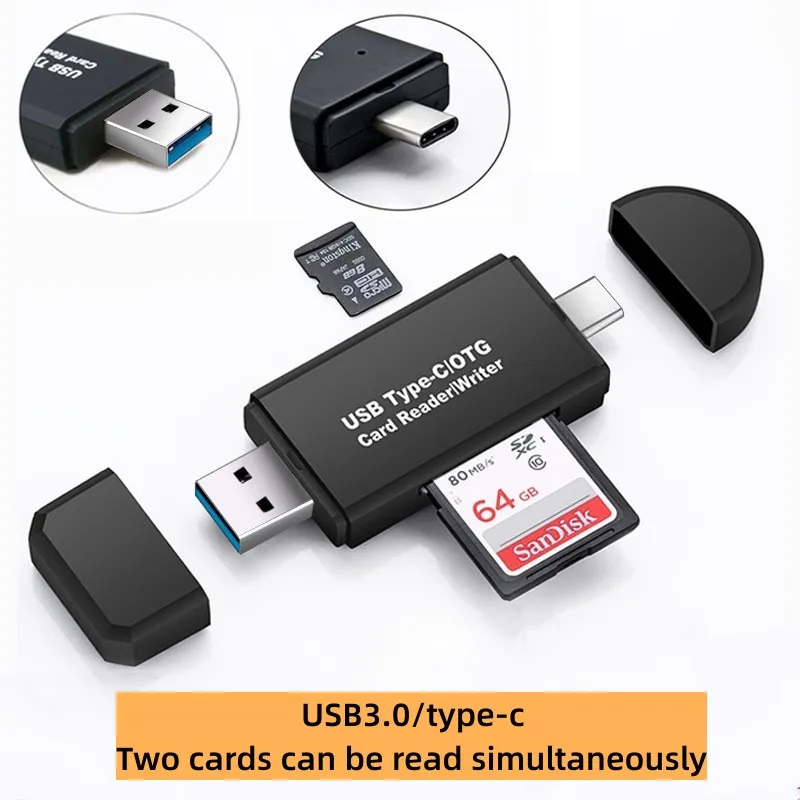 3-in-1 USB 2.0 카드 리더 OTG 메모리 카드 리더 타입 C 카드 리더 (마이크로 SD, TF, SD 카드용) PC, 노트북, 스마트폰, 태블릿용