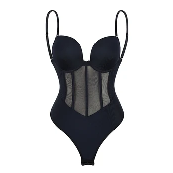 Sleeveless Halter Bodyshaper Bodysuits Women Sexy Bones Waist Trainer Corsets Backless Shapewear Slim Underwear Outfit Jumpsuits