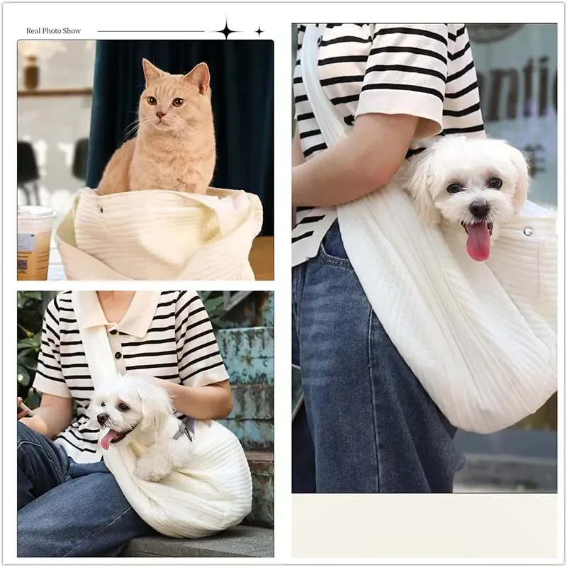 Pet Carrier Apron for Small Cats and Dogs, Hanging Chest Bag, Sleeping Pocket, Winter Canvas, Kitten Carrier Pouc Outdoor Travel