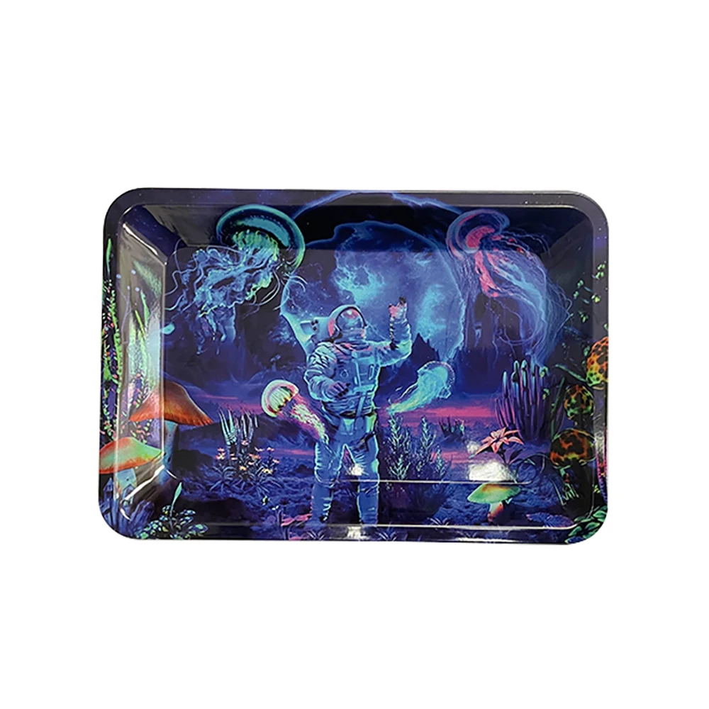18X12.5CM Metal Rolling Tray Customize pattern Tinplate Tray Grass Grinder Storage Cigarette Tobacco Paper Accessories