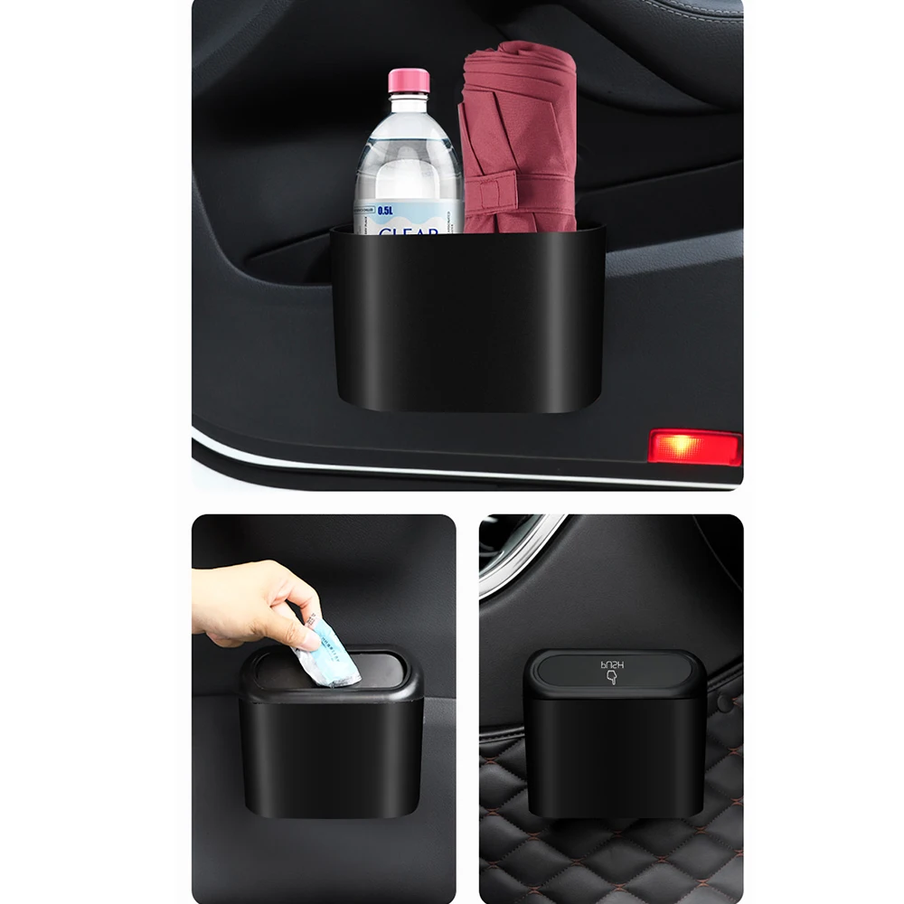 Car Trash Can Portable Hanging Car Interior Storage Trash Wastebasket with Lid for Office Home Auto Storage Bin Accessories