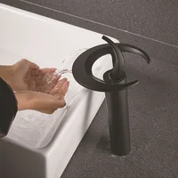Robinet cascade en laiton, robinet d'eau chaude et froide, salle de bains, poignée unique, monotrou, mitigeur de lavabo monté sur le pont 3
