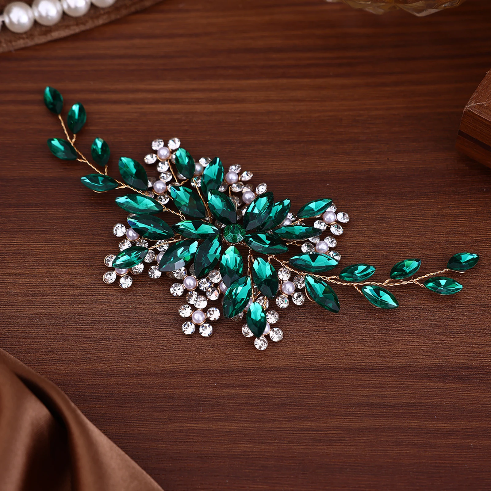 Crystal Flower Bridal Hair Combs Rhinestone Hair Jewelry Wedding Accessories Bridal Tiara Headband Prom Pearl Headwear Gift
