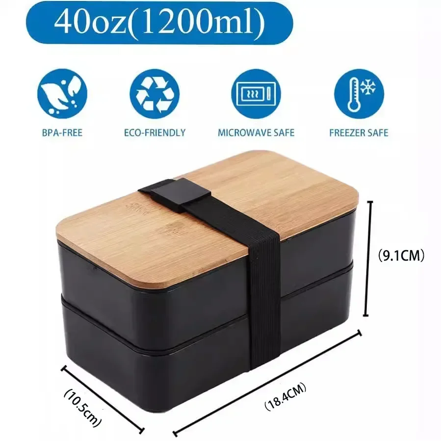 Adult Bento Lunch Box, 2-Tier Food Storage Container Set with Cutlery for Kids/children, Crisper Microwave and Dishwasher Safe - 5