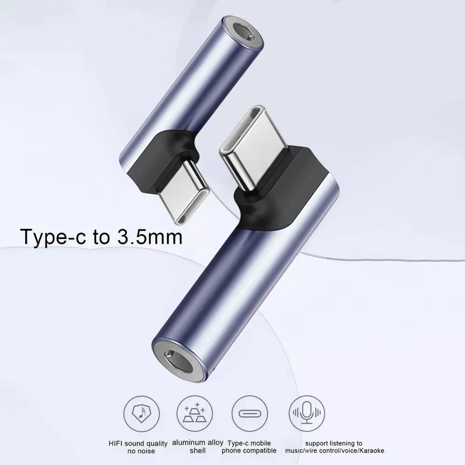 Type C To 3.5mm Aux Adapter Earphone Right Angle USB C Cable Headphones Adapter 3.5 Jack Audio Cable for IPhone 16 Samsung Mi