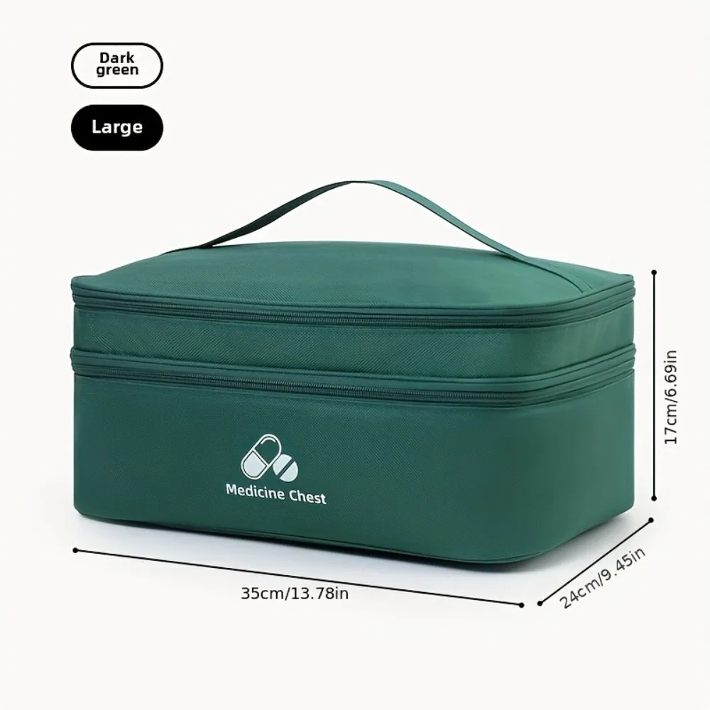 Large Capacity Portable Medicine Storage Bag - Durable Nylon Zippered Pill Case for Home and Travel Organization