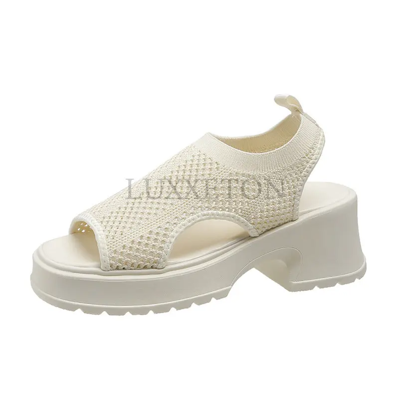 

Сандалии женские из хлопчатобумажной ткани, на квадратном каблуке 6,5 см