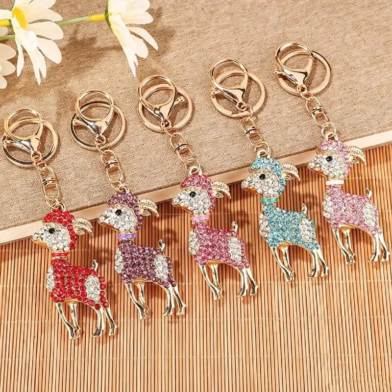 1 Stück Sternzeichen-Ziegen-Schlüsselanhänger mit Strasssteinen, Luxuriöser Glänzender Voll-Strass-Kleiner Ziegen-Schlüsselring für Taschen, Autoschlüssel und Innendekoration