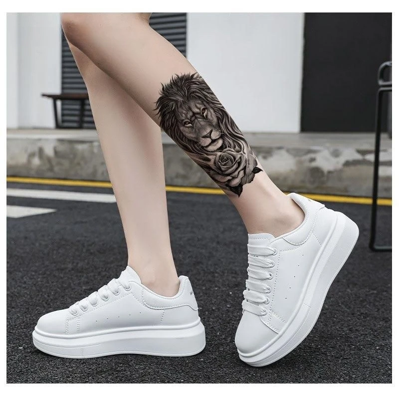 12pcs/set Black Forest Tattoo Sticker For Men Women Tiger Wolf Death Skull Temporary Fake Henna Skeleton King Animal Tatoo
