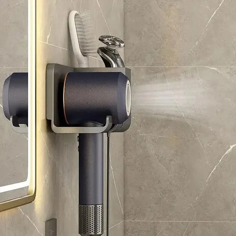 Hair Dryer Rack Wall Mounted Plastic Home Tool Organizer Bathroom