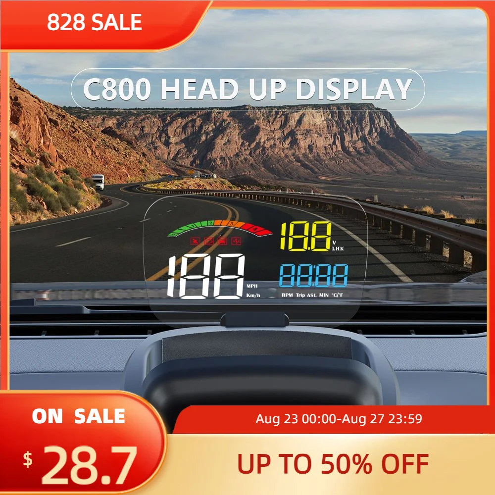 

Автомобильный прибор для измерения скорости Geyiren C800 OBD2, прибор для измерения скорости автомобиля, GPS, двойная система сигнализации скорости воды и масла, температура оборотов в минуту, для всех автомобилей, км/ч