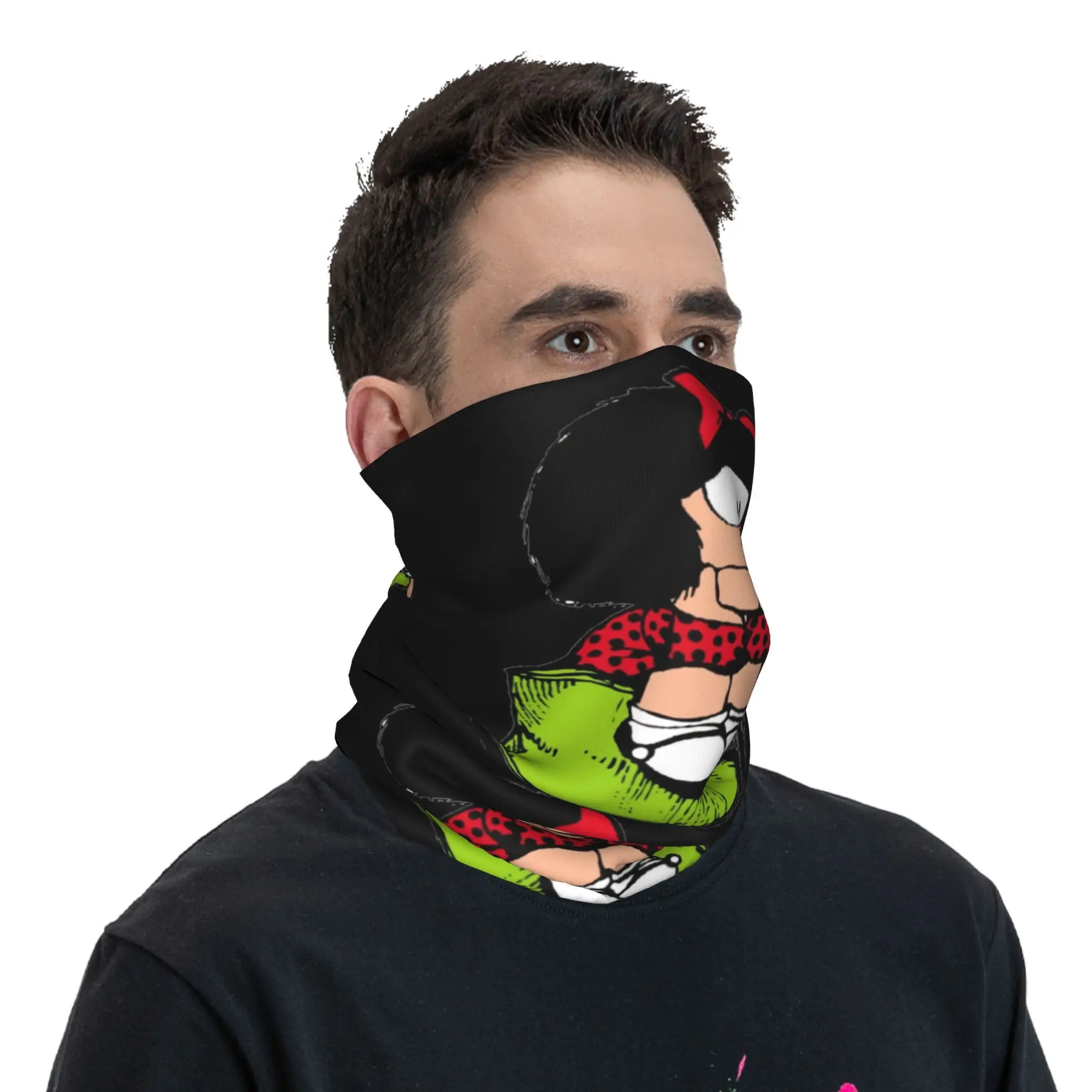 Mafalda Thinking Neck Gaiter Women Men UV Face Shield Winter Quino Comic Cartoon Bandana Scarf for Cycling
