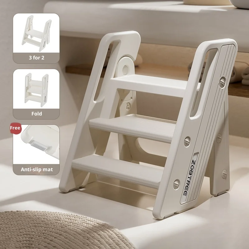 כסא צעדים מתקפל לילדים, מגדל למידה לפעוטות, גובה מתכוונן, לא מחליק, נייד, קל משקל ועמיד