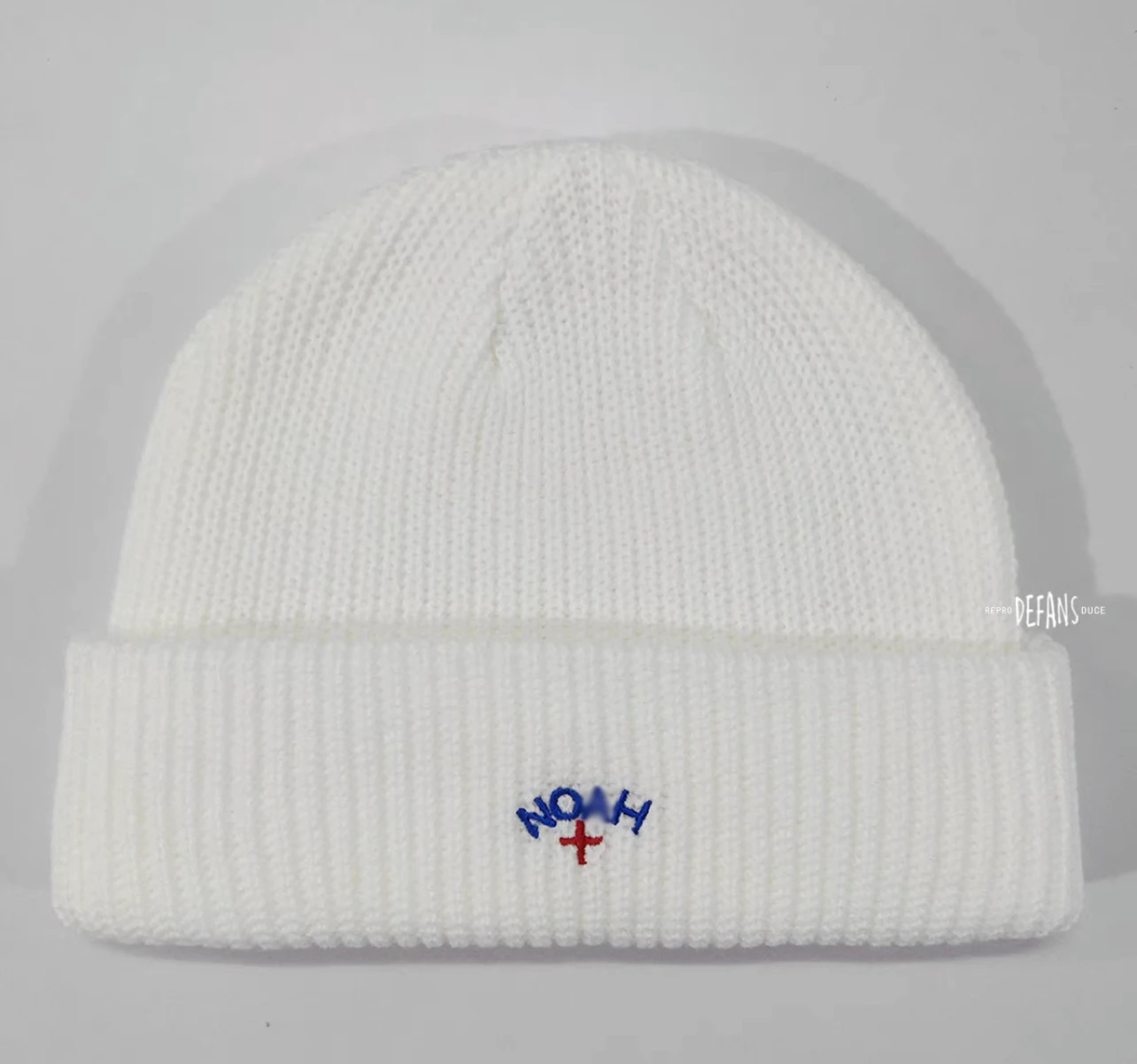 DEFANS NOAH CORE LOGO BEANIE Striped Wool Hat Male Cross Embroidery Knitted  Cold Hat Female
