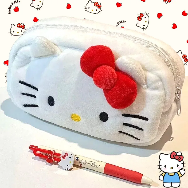 

Hello Kitty Sanrio Pencil Case Cute Cartoon High-capacity Student Stationery Bag Beautiful Girl Makeup Bags Birthday Gifts