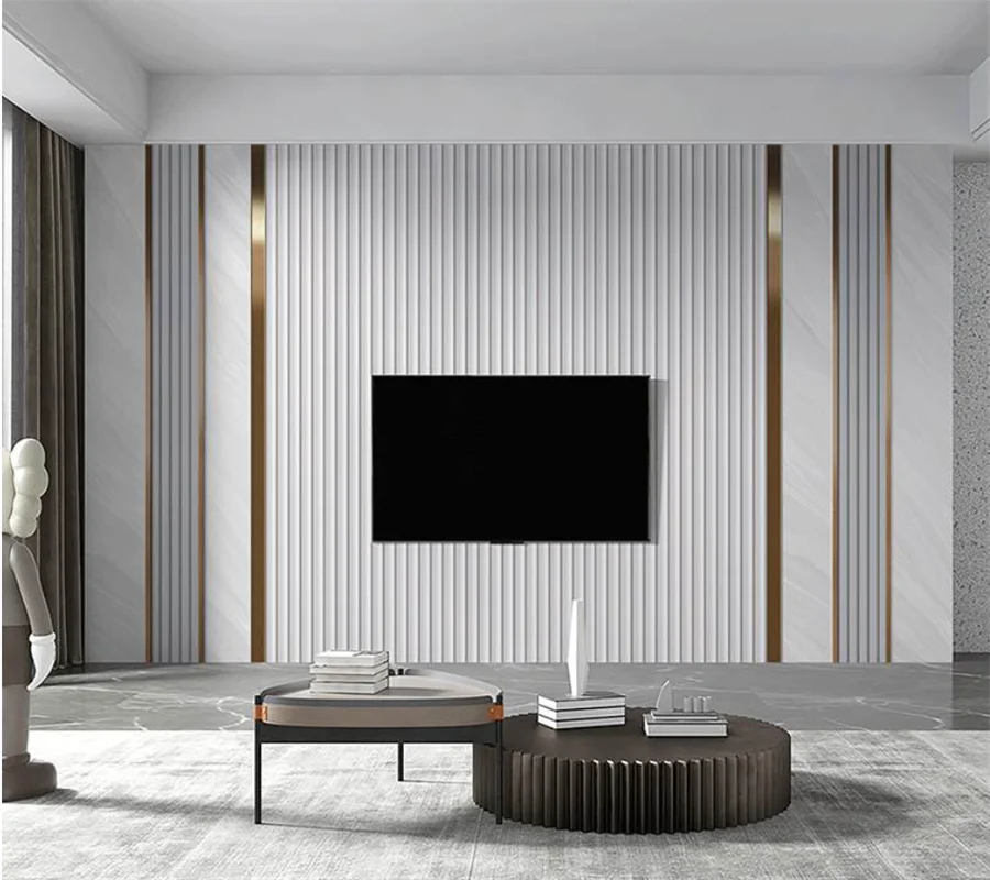 Personalizado Grande Simples e Moderno de Luz Luxo Grade Grão Madeira Stripe Pacote tv Fundo da Parede Sala Estar Quarto Sofá Decoração