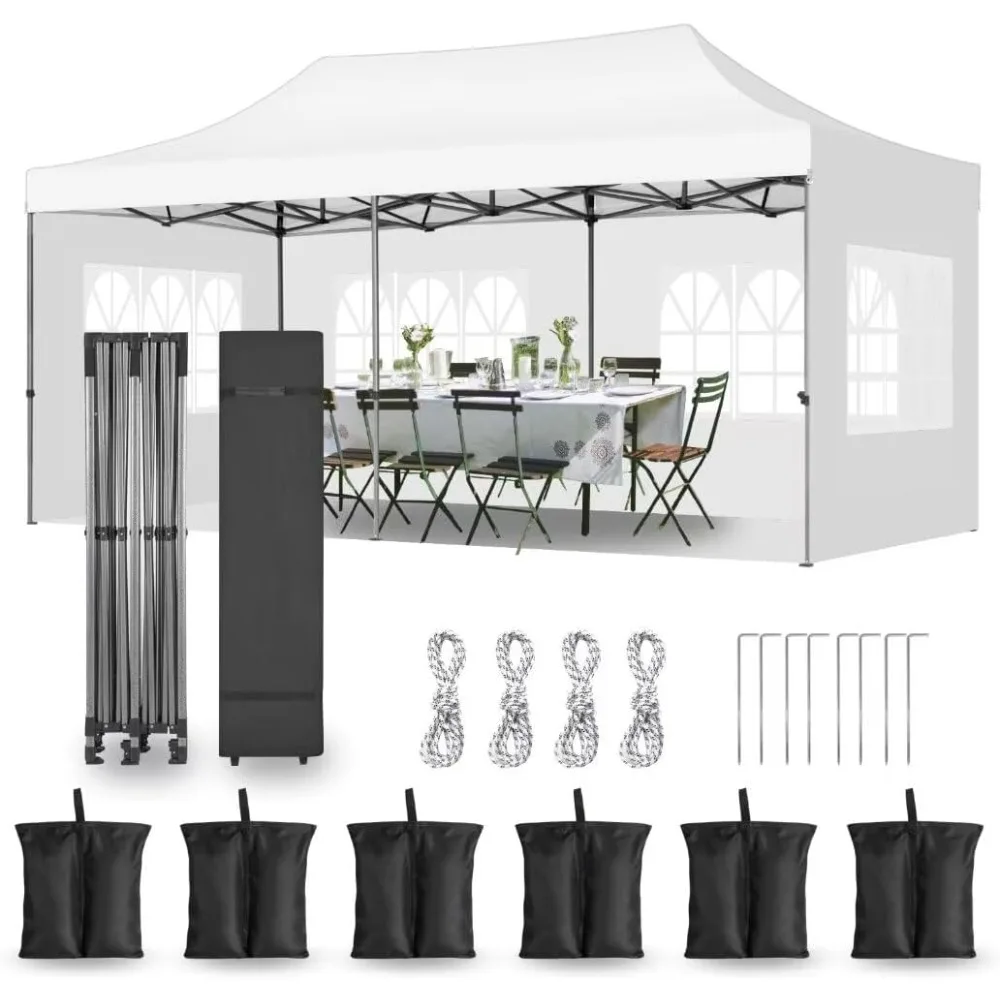 

10x20 Heavy Duty Pop Up Canopy Tent with 6 Removable Sidewalls, Easy Setup Commercial Outdoor Canopy, Upgraded Waterproof