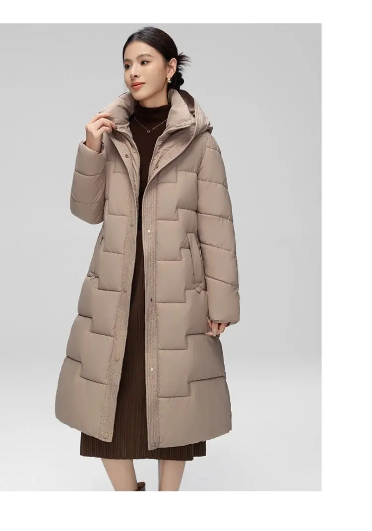 Women Winter Mid-Length Cotton Padded Jacket With 2025 New Women Warm Thicken Cotton Coat Korean Loose Hooded Parkas Outwear