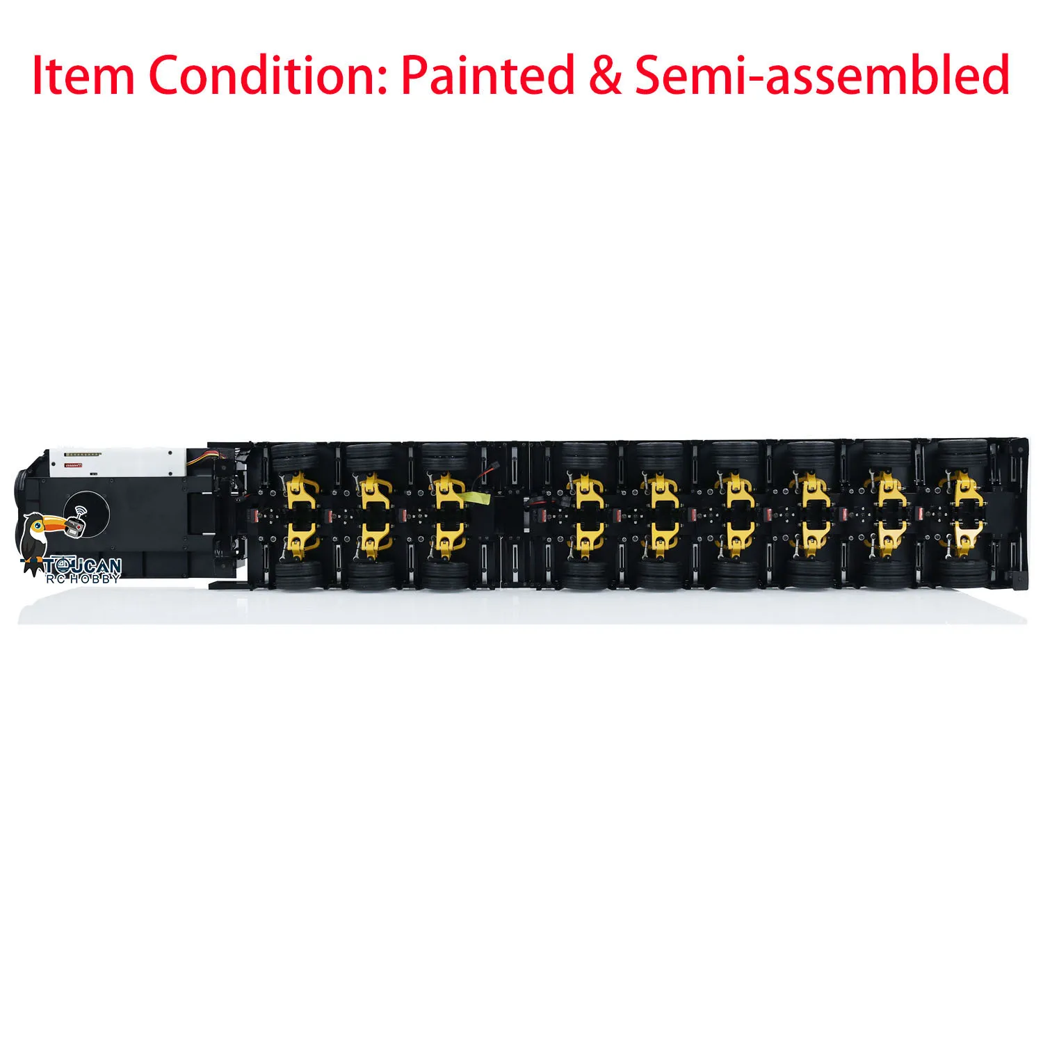 New 1/14 Scale RC 9 Axles Metal Trailer Extendible Trailers with LED Lights for Remote Control Tractor Truck Car Models TH23522 4