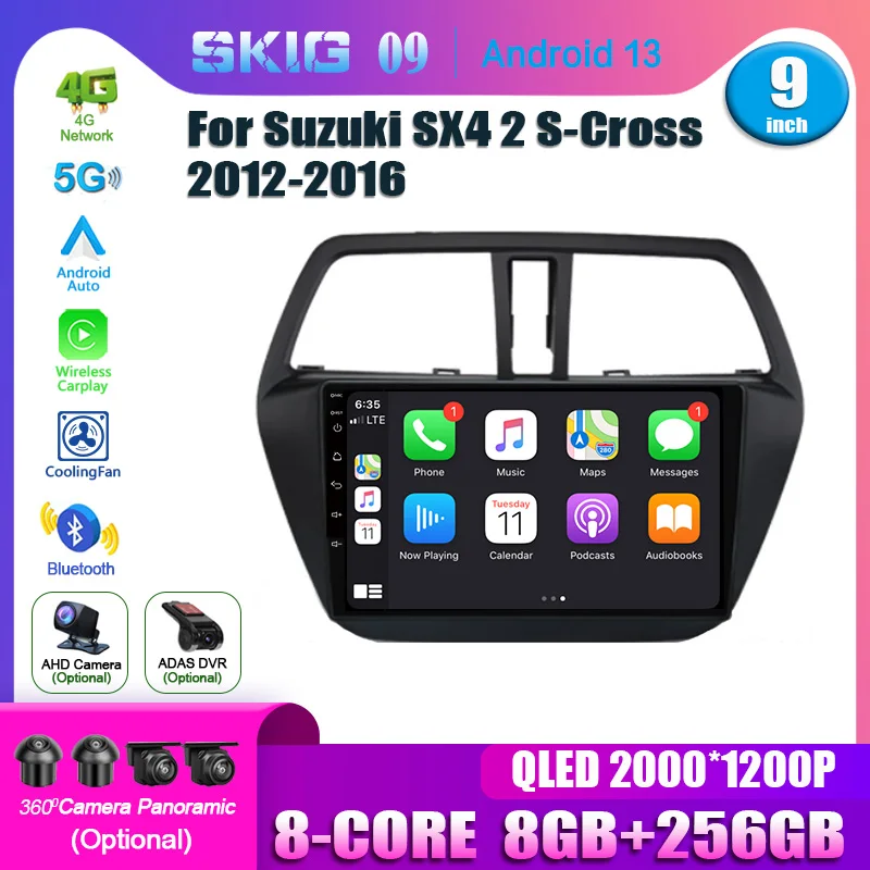 Radio Android Para Suzuki SX4 / S-Cross 2012-2016 - Pantalla 1280x720, Android Auto Inalámbrico, CarPlay, GPS, Bluetooth 5.0, Compatible Con Cámara Trasera