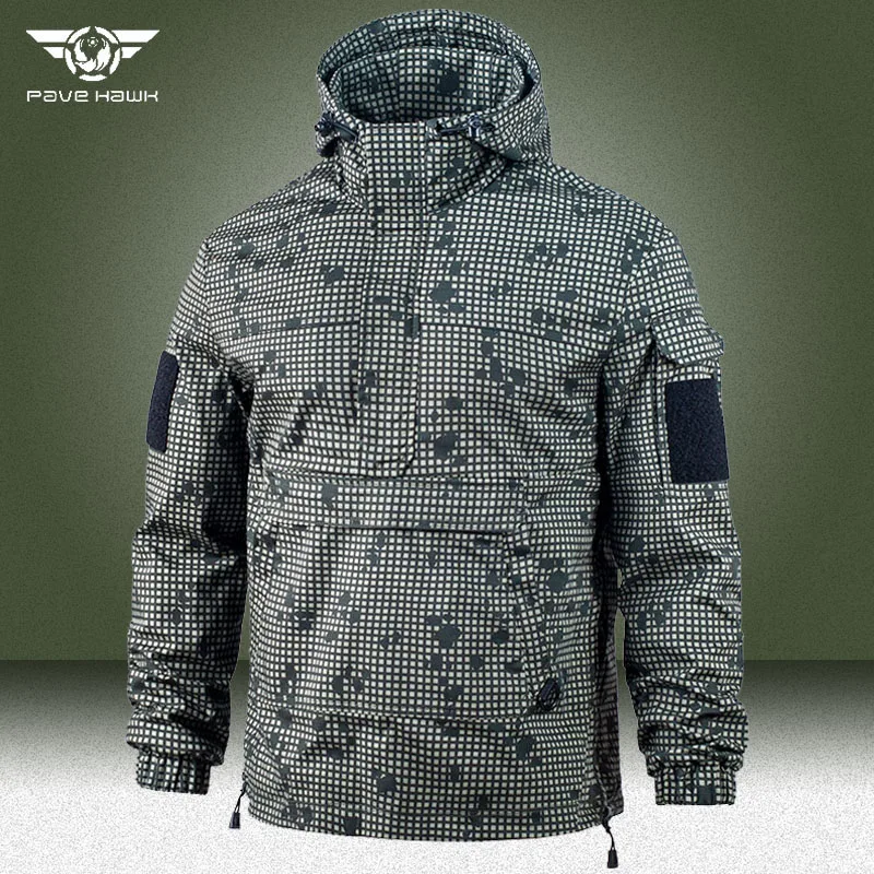 

Camo Tactical Hoodies Jacket Men Spring Windproof Flight Hoodie Coats Military Outdoor Commute Multi-pocket Hooded Sweatshirt