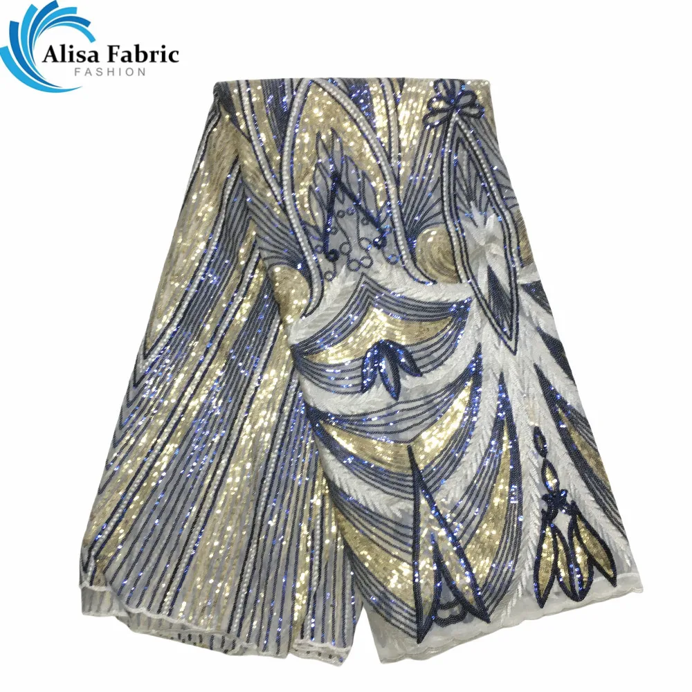 Sequin Lace African Lace Fabric White High Quality French Fabric Mesh Nigerian Fabrics For Wedding Dress