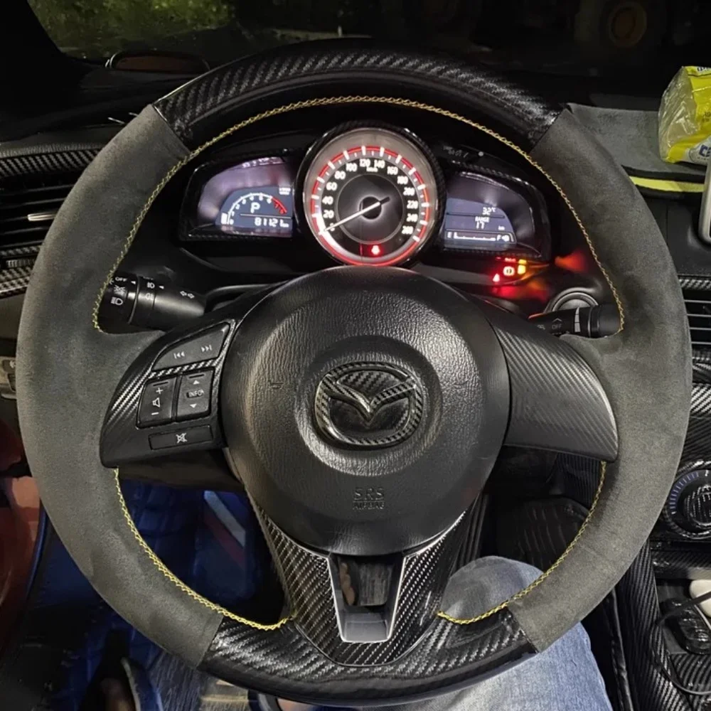 DIY Auto Lenkrad Abdeckung Wildleder Carbon Faser Leder Für Mazda 3 Axela Mazda 6 Atenza Mazda 2 CX-3 CX3 CX-5 CX5 Scion