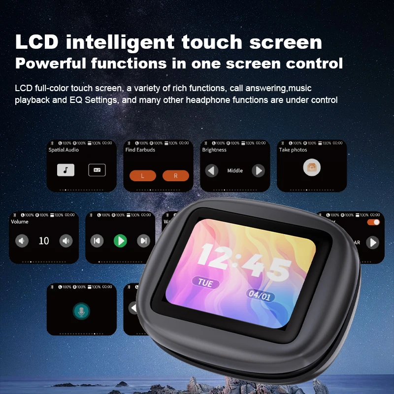 MOGCO LX90 AI translator headphones with 2.4 inch touch screen and 134 language real-time translation