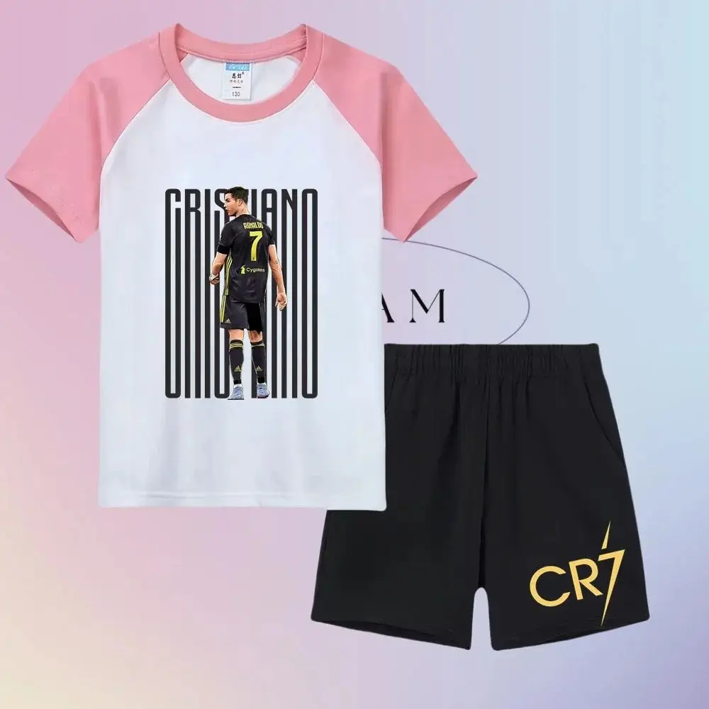 2025 Summer new kids set CR7 Boys and Girls Summer set