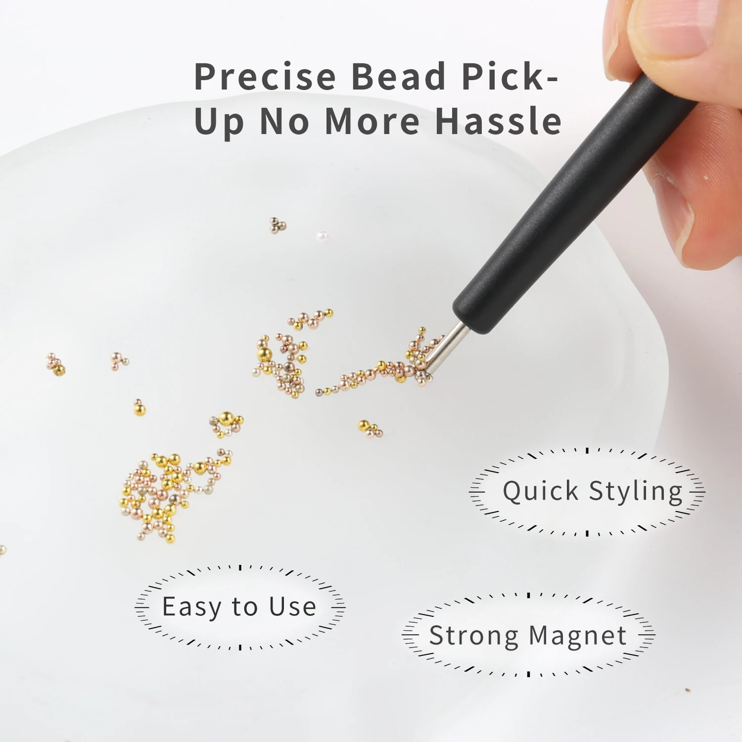 3D Tiny Nail Beads Magnetic Pen One-Click Alignment Super Strong 1/2PCS Nail Art Tools Cat Eye Polish DIY Beads Magnet Pen
