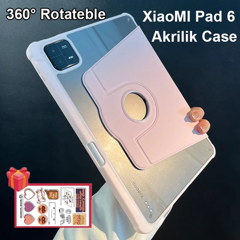 

360° Rotating Protective Case for XiaoMi Pad 6 11" 2023 Mipad 6 Pro 11.0 Inch transparent Acrylic hard shell with pencil holder