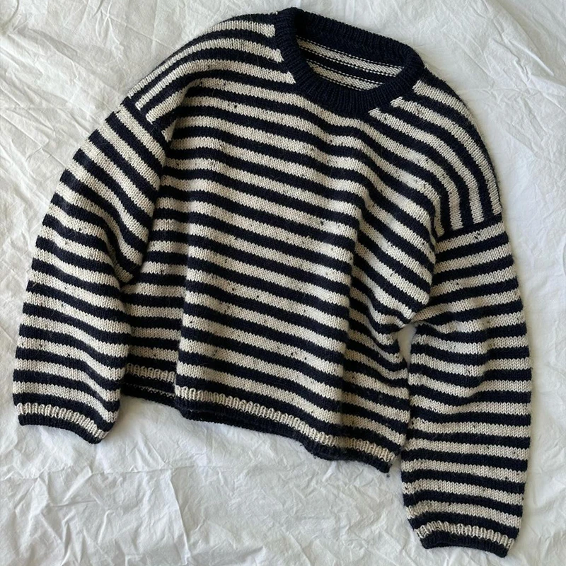 

Autumn And Winter Women's Pullover Knitted Striped Casual Sweaters Long Sleeve Sweater Knit Elegant Tops Fashion Female Jumpers