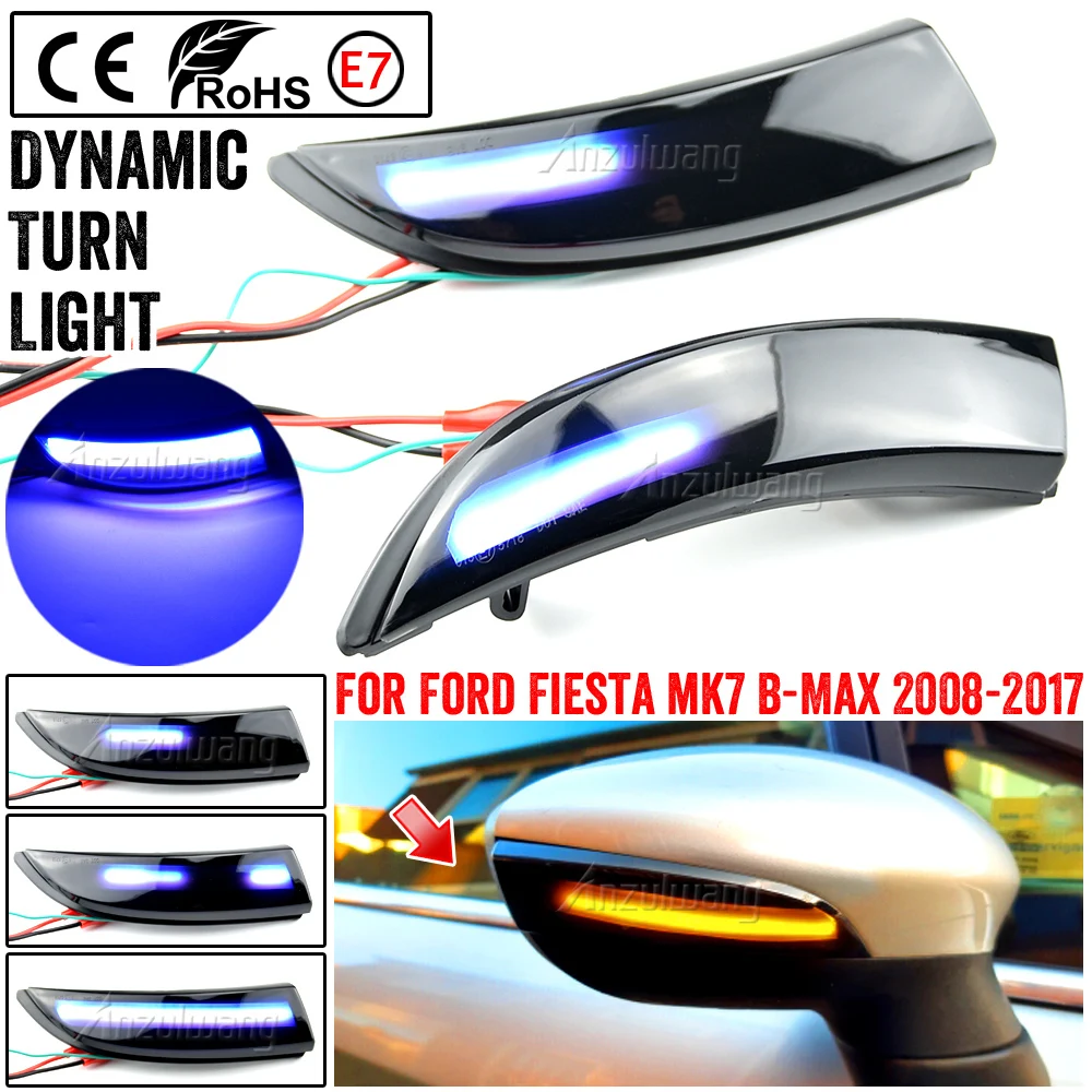

2x LED Turn Signal Dynamic Blinker For Ford Fiesta MK6 VI/UK MK7 2008-2017 Focus B-Max Flowing Sequential Indicator Mirror light