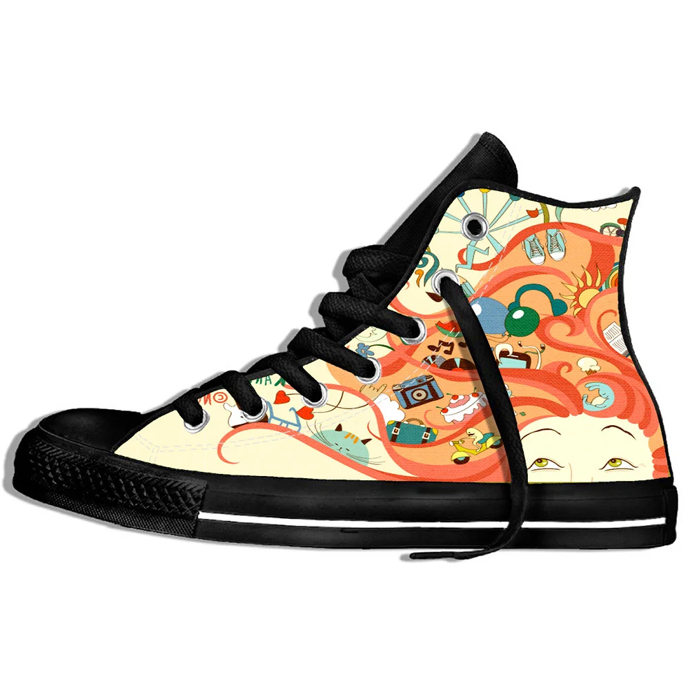 

Hot New Arrive Popular Poster Men Women Fashion Harajuku Style Sneakers Unisex Lightweight Shoes High Top Latest Board Shoes