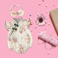 Toddler Girls Embroidered Floral Romper Set With Headband