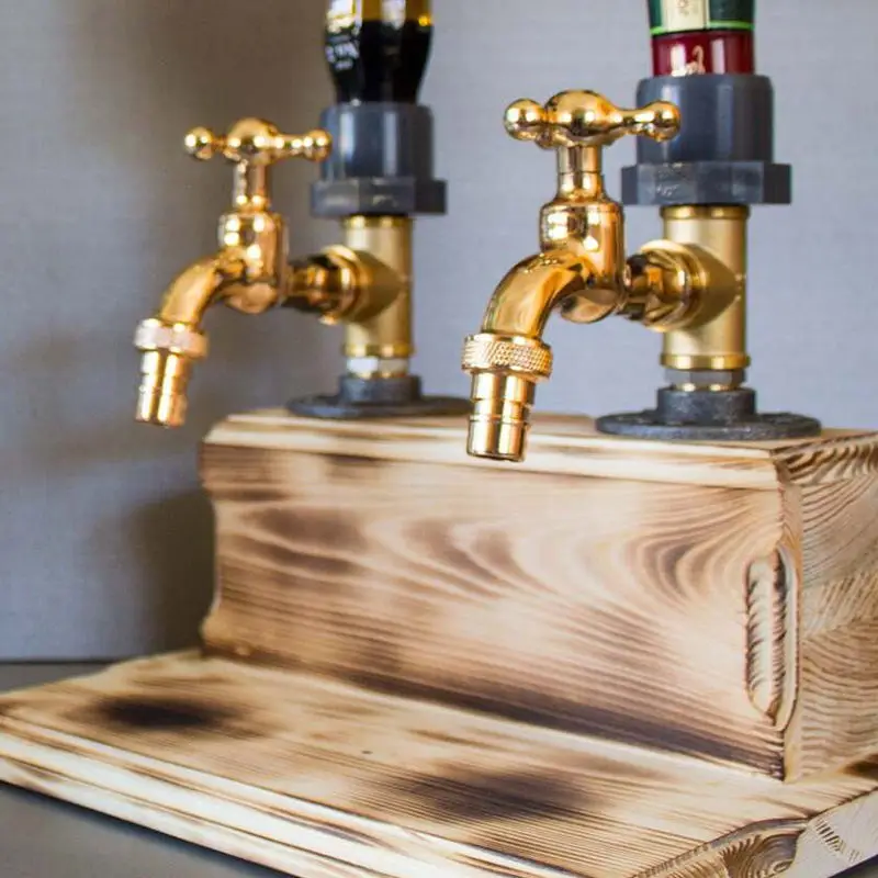 Wooden faucet shape wine distributor alcohol distributor whisky decanter Beer Faucet rack family party bar water dispenser