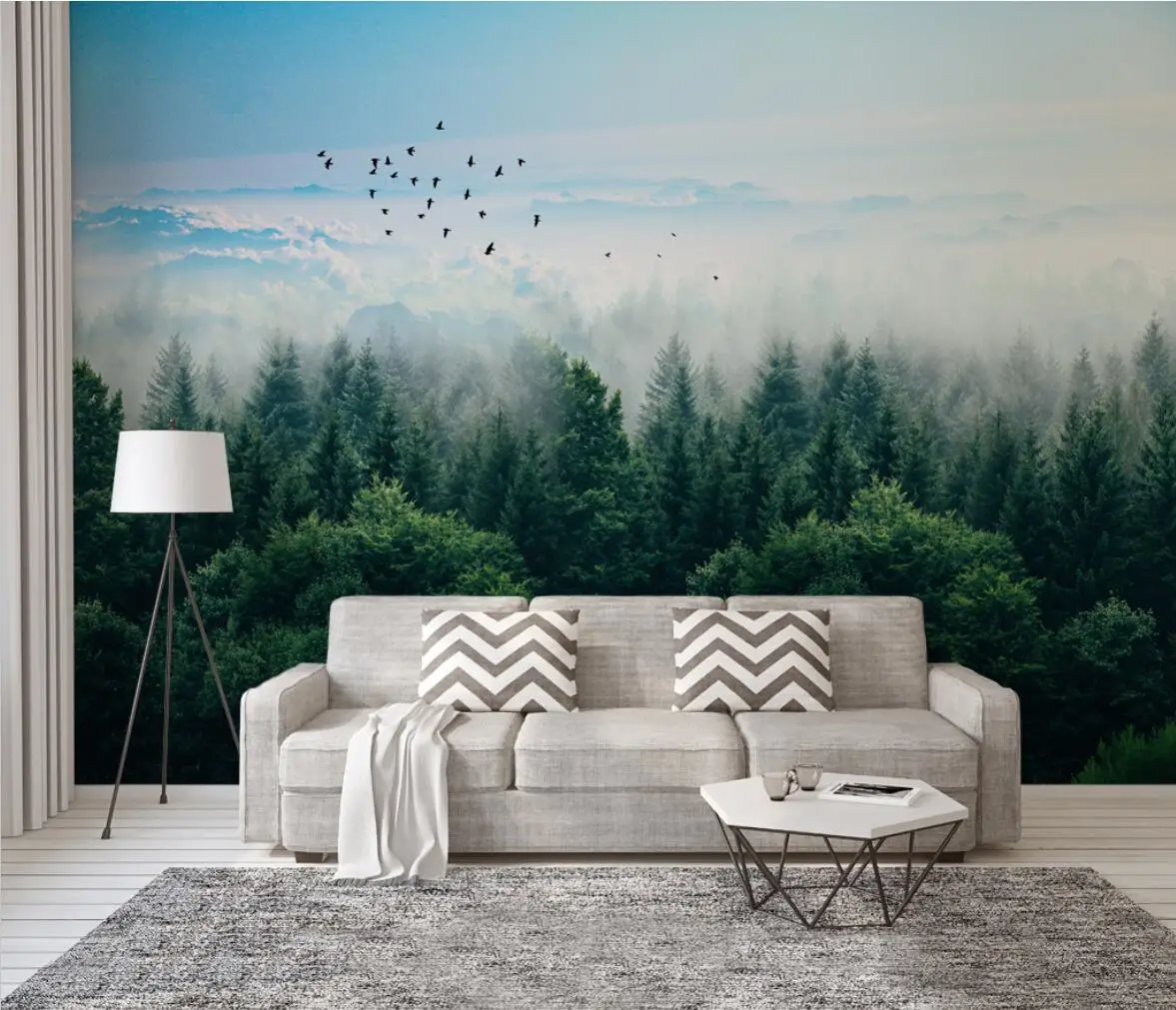 

Custom misty forest Photo wall decor Murals 3D art wallpapers for living room TV Sofa Background Wall Papers bedroom decoration