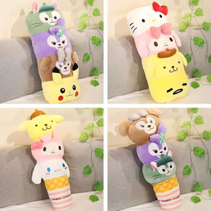

Длинная Подушка Sanrio, мягкая подушка для дивана с животными, Kuromi Melody Cinnamoroll Hello Kitty, плюшевая кукла, милое украшение, подарок для девочки