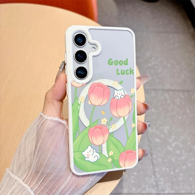 Shockproof Transparent MagSafe Magnetic Phone Case with TPU Border and PC Back Cover