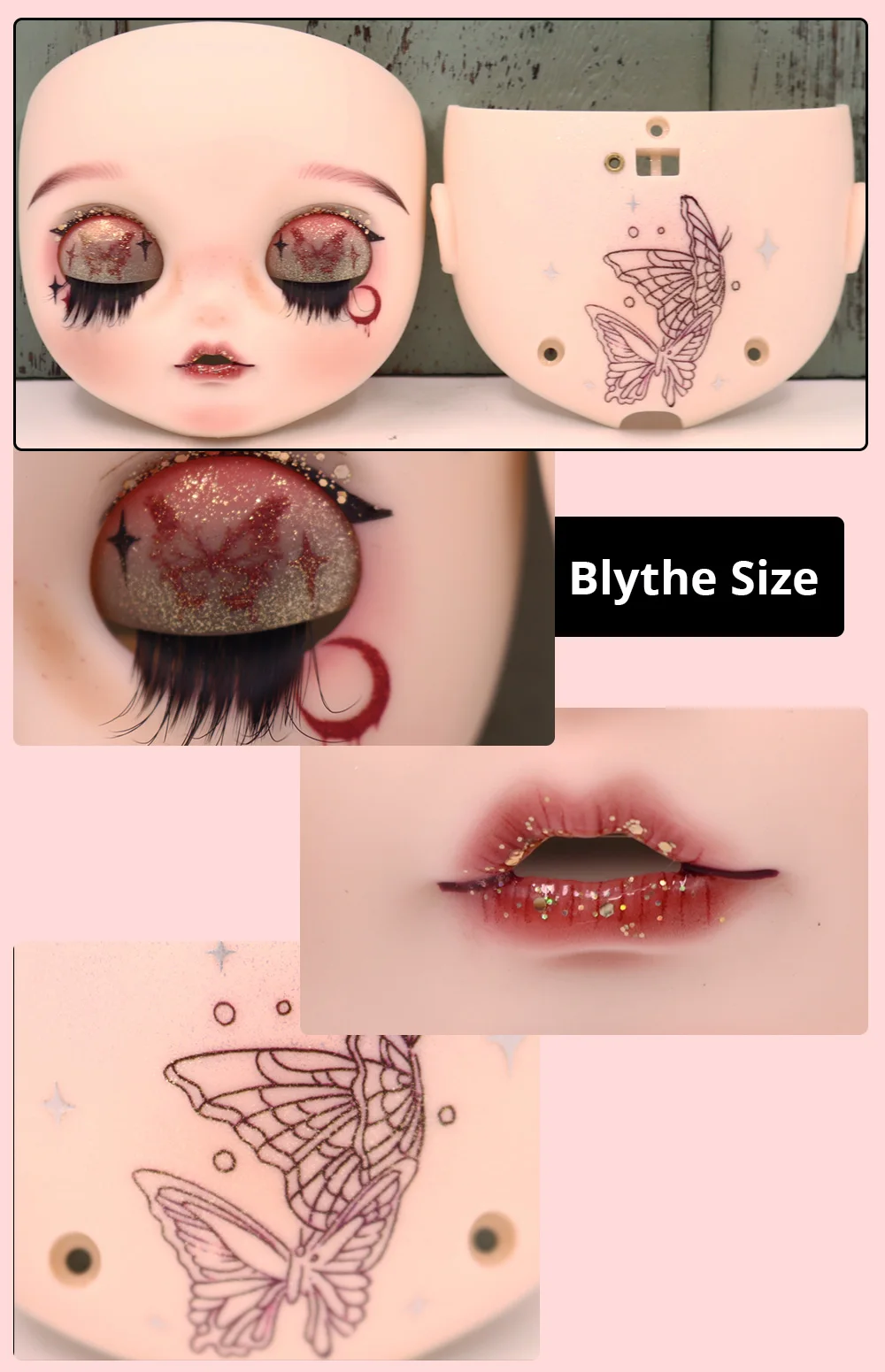 ICY DBS OOAK Blyth doll Hand-Painted Face Plate Including Back Plate Screws Lips carved 1/6 BJD Anime Girl