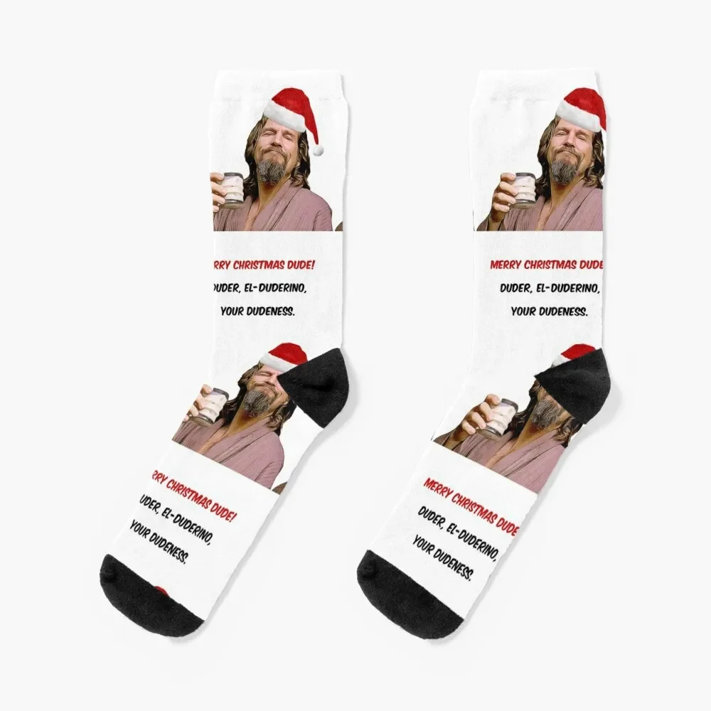 Merry Christmas dude, Big Lebowski Christmas cards & gifts Socks new year FASHION hiphop man Socks For Women Men's