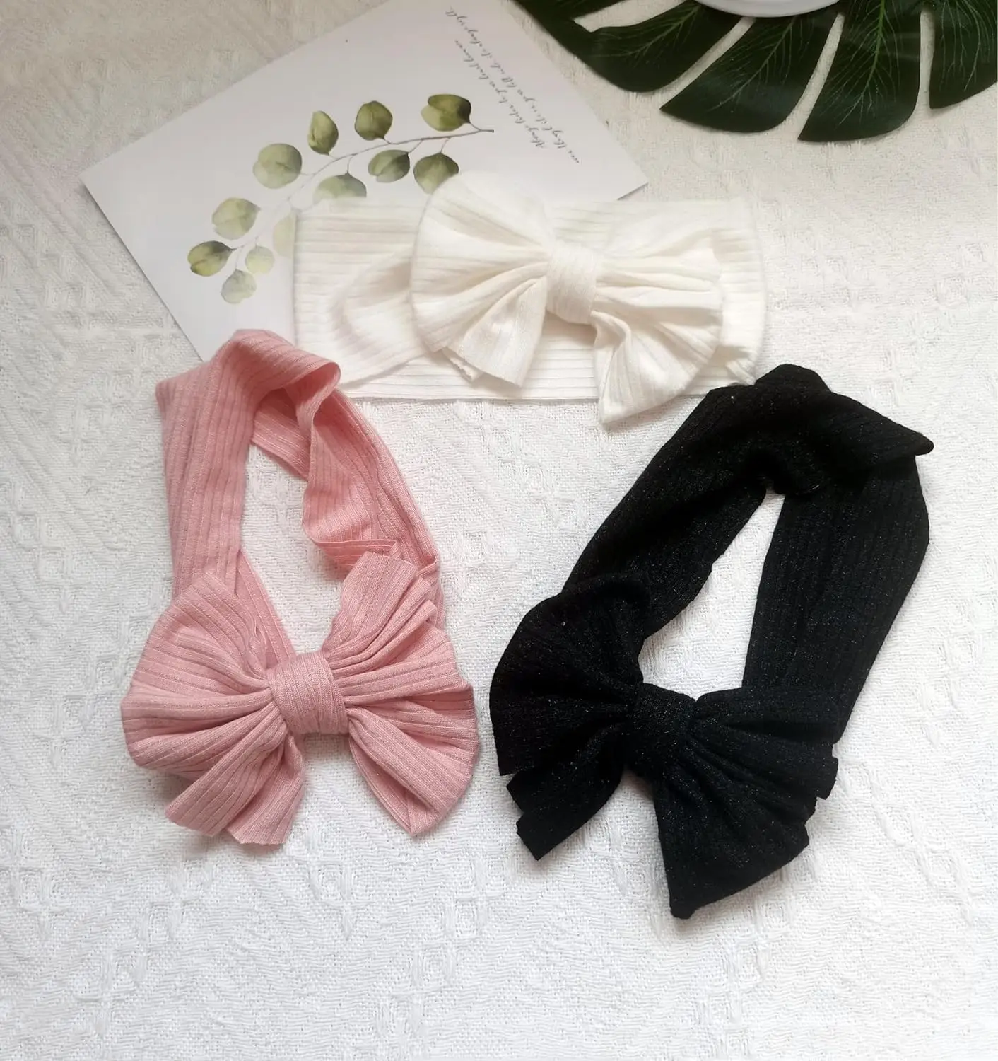 Baby Headband New Girls Baby Nylon Headbands Soft Bowknot Ribbed Hairbands Newborns Toddlers Children Turban Hair Accessories 3
