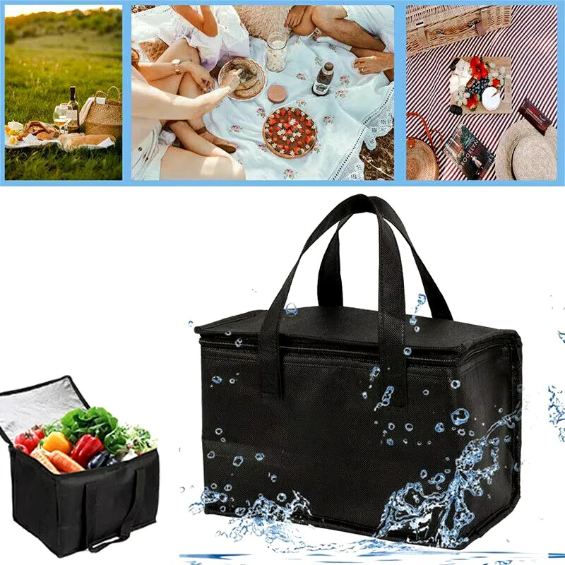 40l Insulated And Refrigerated Bag Large Capacity Portable Lunch Bag Zipper Picnic Camping Tin Foil Food Ba