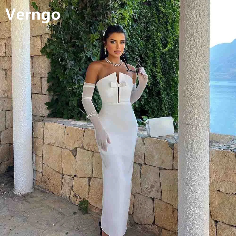 

Verngo White Satin Party Dress Sweetheart Cut Out Prom Gowns For Women Sexy Side Slit Evening Dress Simple Mermaid Formal Gowns