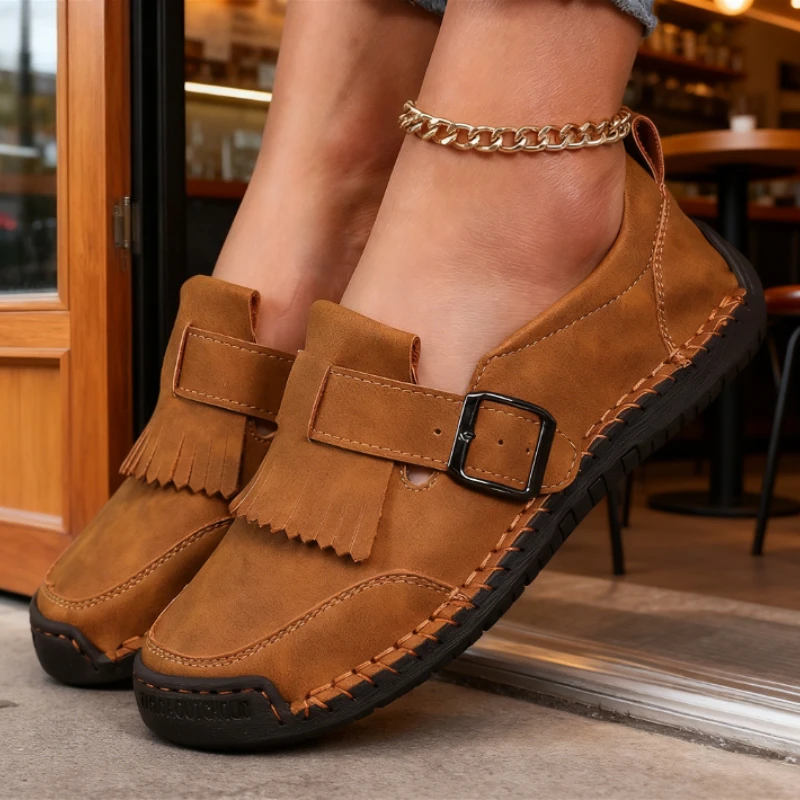 Sneakers Women Shoes Comfortable Loafers Soft Soled Mosinka High-quality Flat Bottomed Handmade Leather Single Shoes for Women