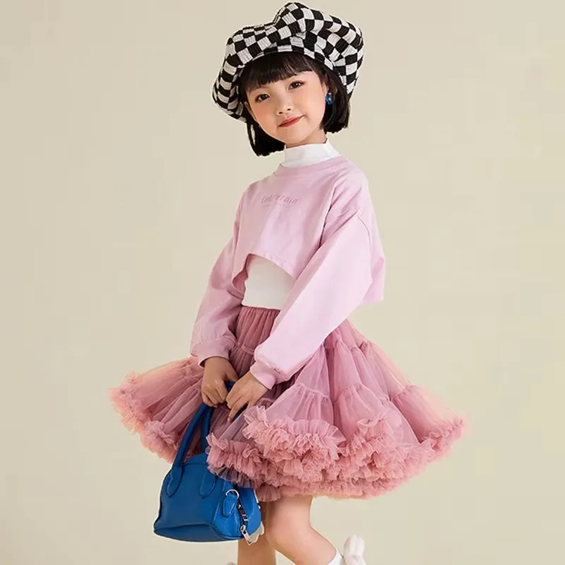 الفتيات الصغيرات توتو التنانير السوداء رقيق تول الأميرة الكرة ثوب pettiskirt الباليه الرقص الاطفال حفلة/عيد ميلاد تنورة 1-15Years